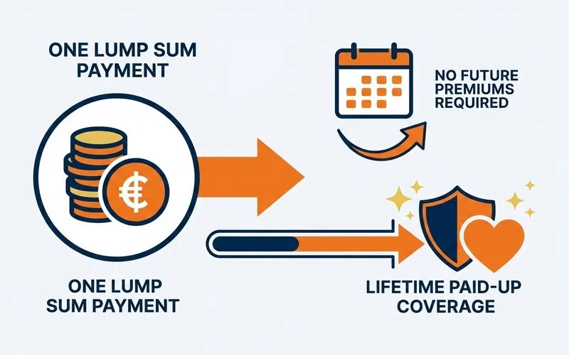 Diagram showing one payment to lifetime paid-up coverage
