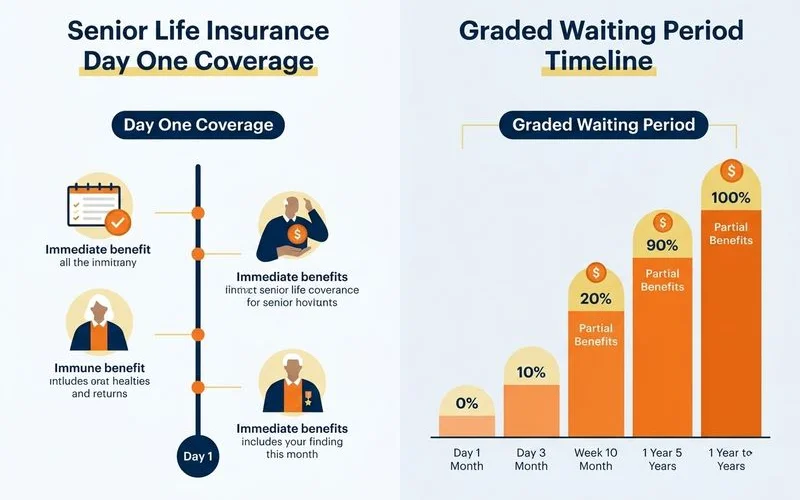 Side-by-side graphic of day-one coverage vs graded waiting period