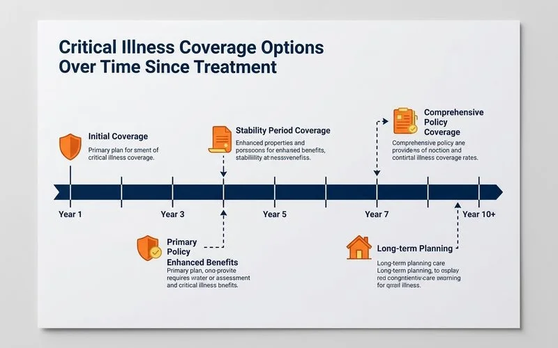 Timeline showing years since treatment mapped to coverage options