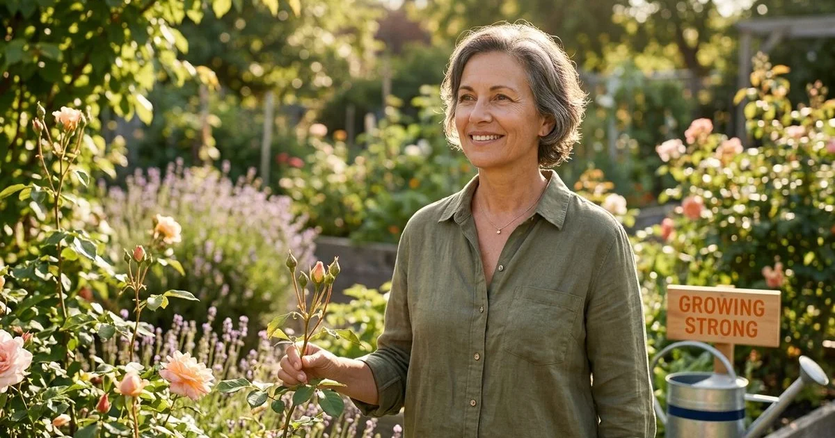 Cancer survivor smiling outdoors, hopeful and healthy