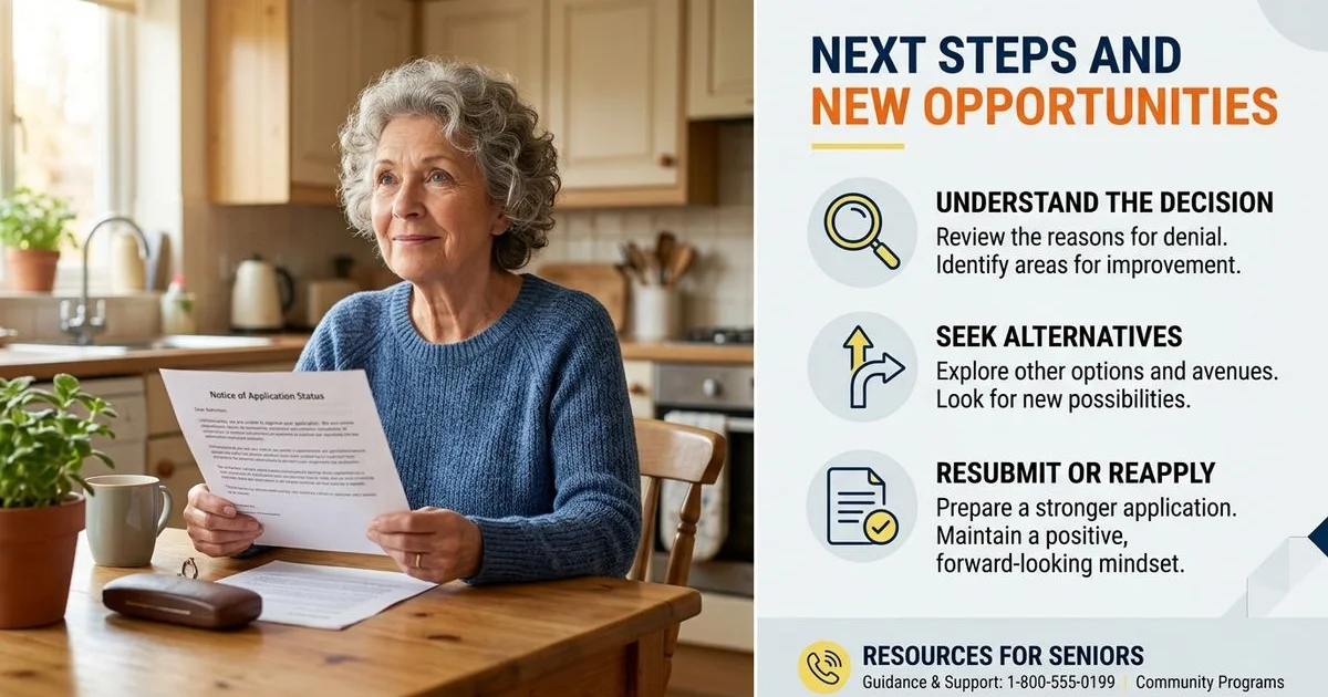 Senior reading a letter and then looking hopeful at the kitchen table